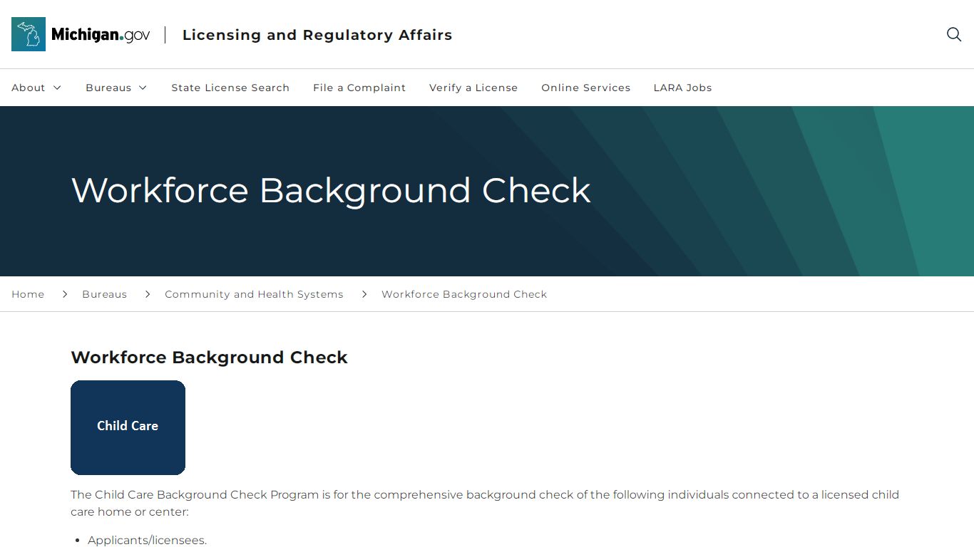 Workforce Background Check - Michigan